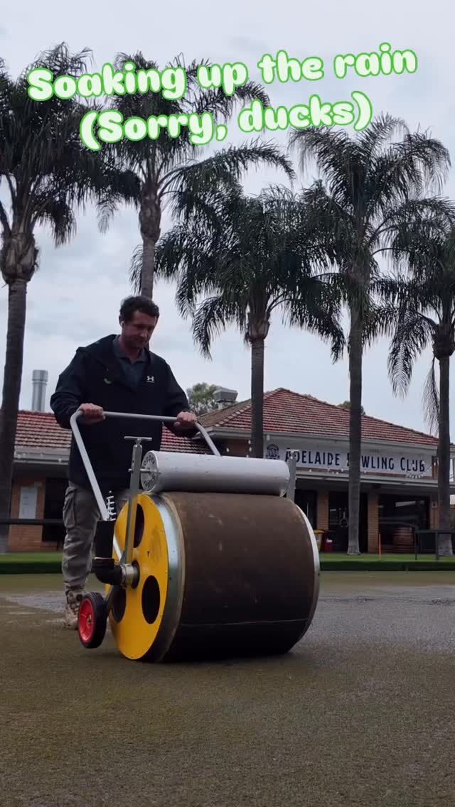 Jamie’s been heard at work soaking up the epic rains to get the greens back in shape.