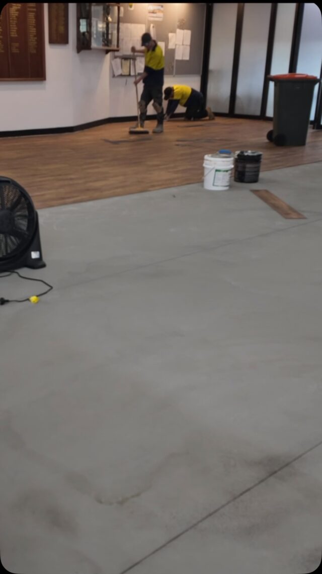 These boys work fast… new floor for the members lounge is racing along