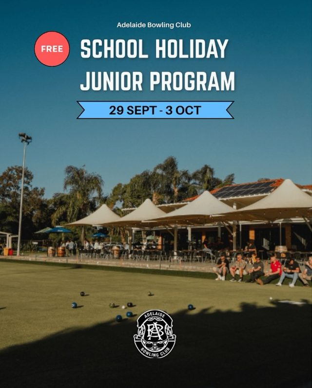 Exciting news - we are opening our greens to launch the Adelaide Bowling Club FREE School Holiday Program.📆 29 September - 3 October, 2025• Come & Try bowls - enjoy the fun!
• Expert coaching, skills games
• Free BBQ lunch for all participants
• School aged childrenRegistrations are now open via our website!